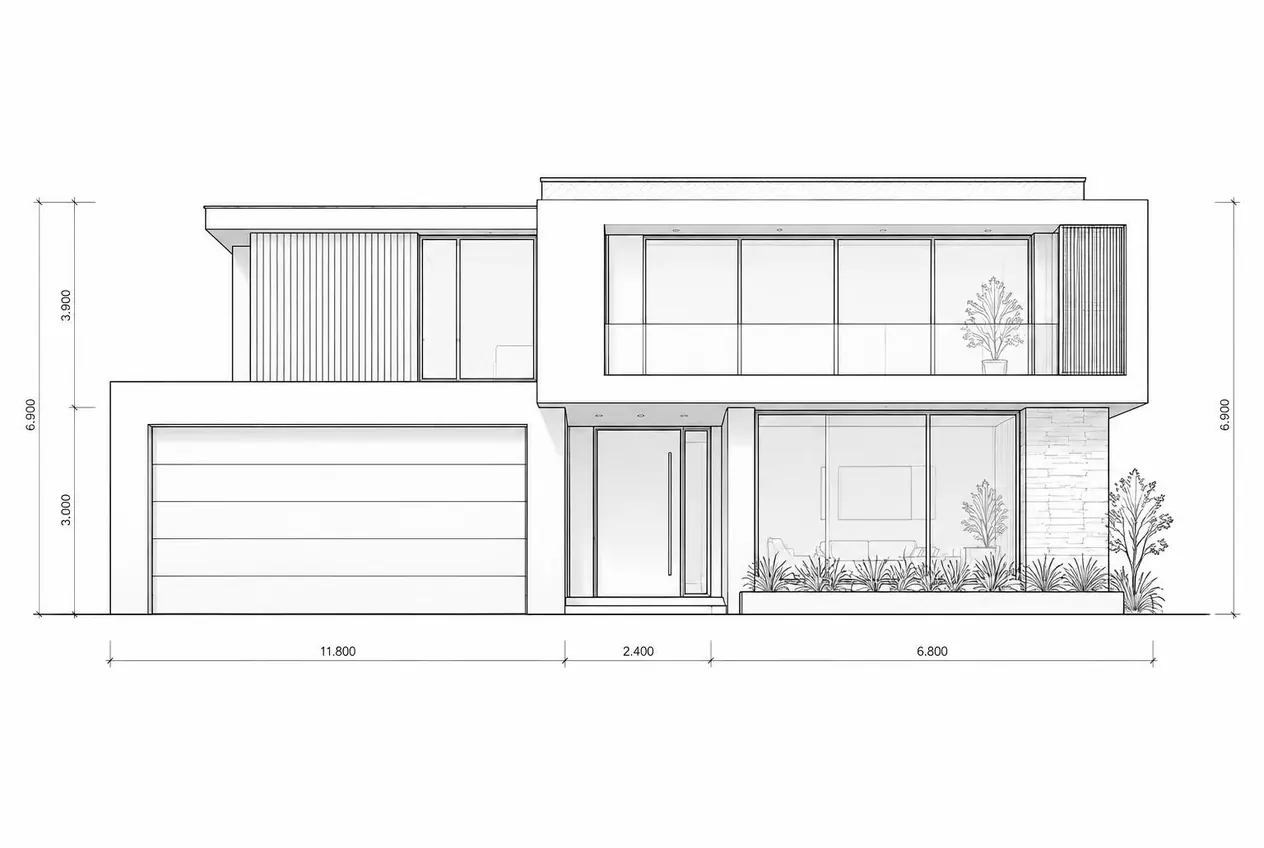 Demo front elevation line drawing